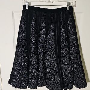 Dkny Vintage Y2K Party Skirt. Elegant‎ Black Velvet Ruffled Ribbon. Size 6